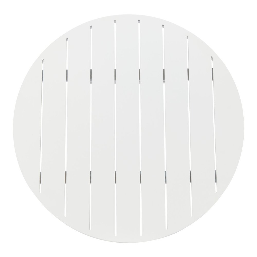 White Aluminum Slat Rounded Outdoor Bar Table - 24-inch