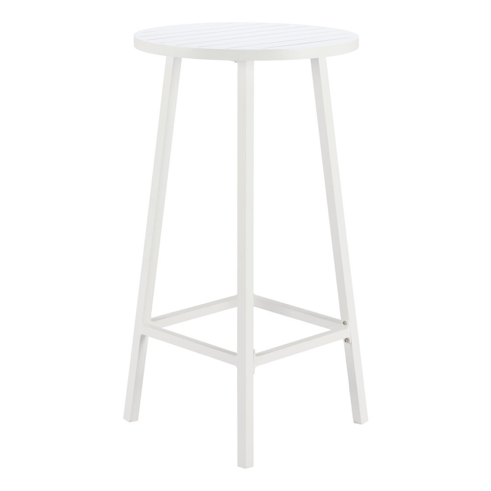 White Aluminum Slat Rounded Outdoor Bar Table - 24-inch