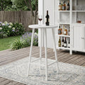 White Aluminum Slat Rounded Outdoor Bar Table - 24-inch