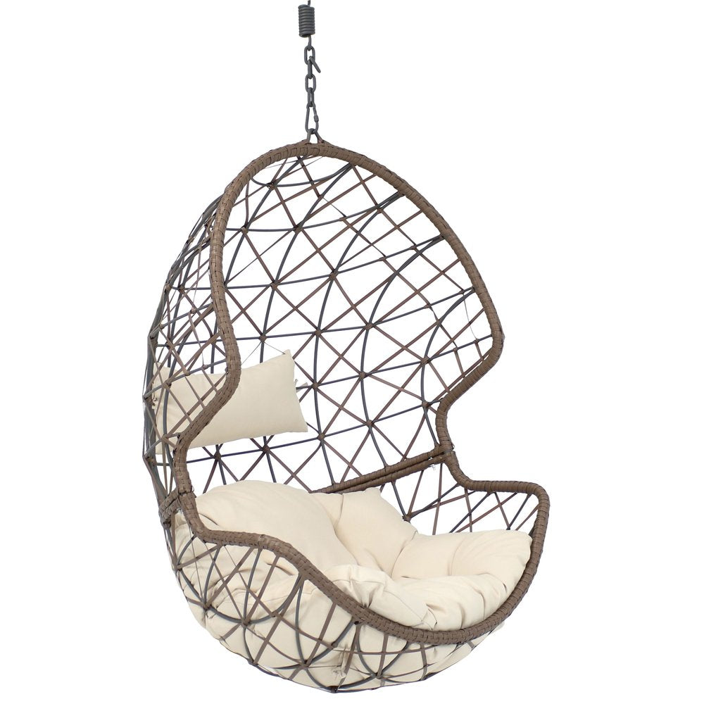 Beige Steel Outdoor Egg Chair - 35-inch