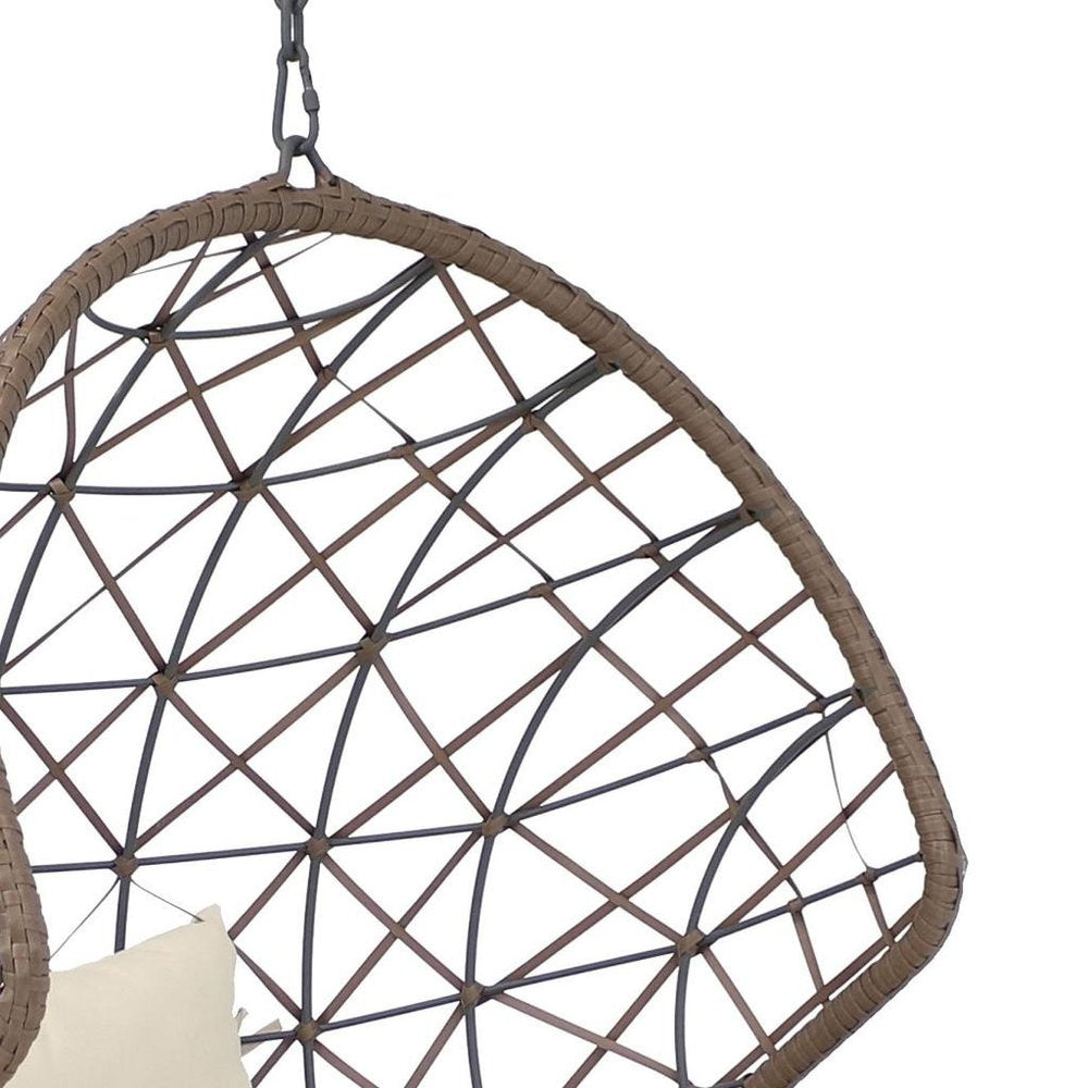 Beige Steel Outdoor Egg Chair - 35-inch
