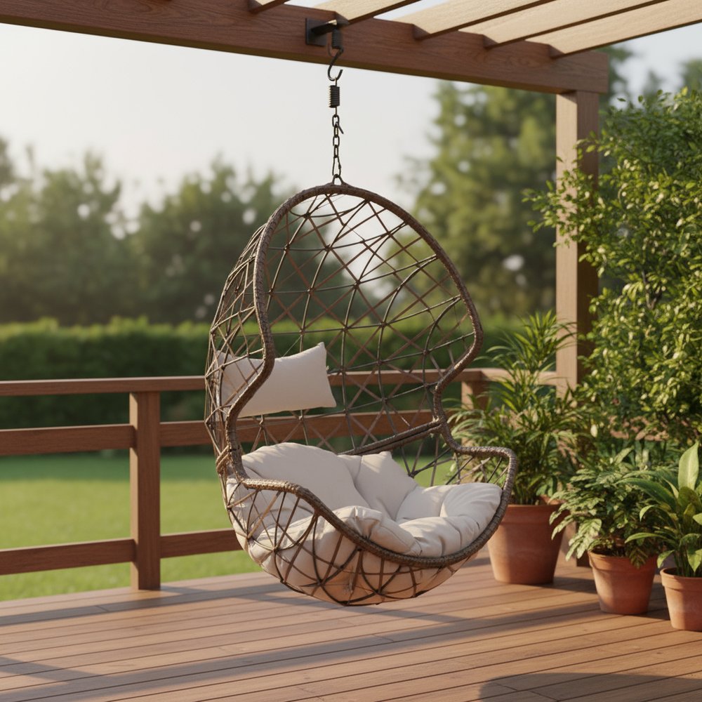 Gray Steel Outdoor Egg Chair - 35-inch