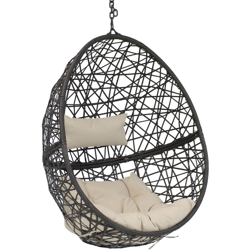 Beige Steel Outdoor Egg Chair - 38-inch