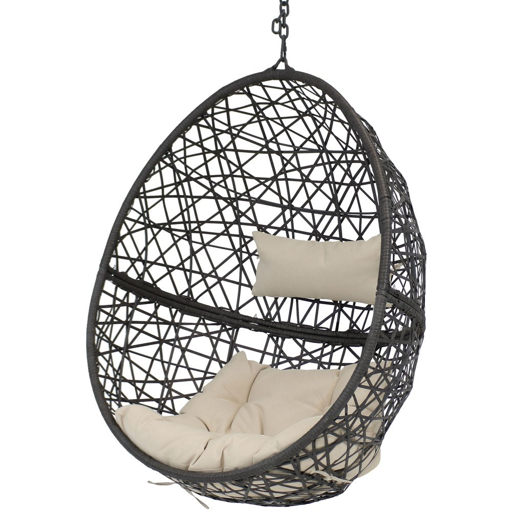 Beige Steel Outdoor Egg Chair - 38-inch