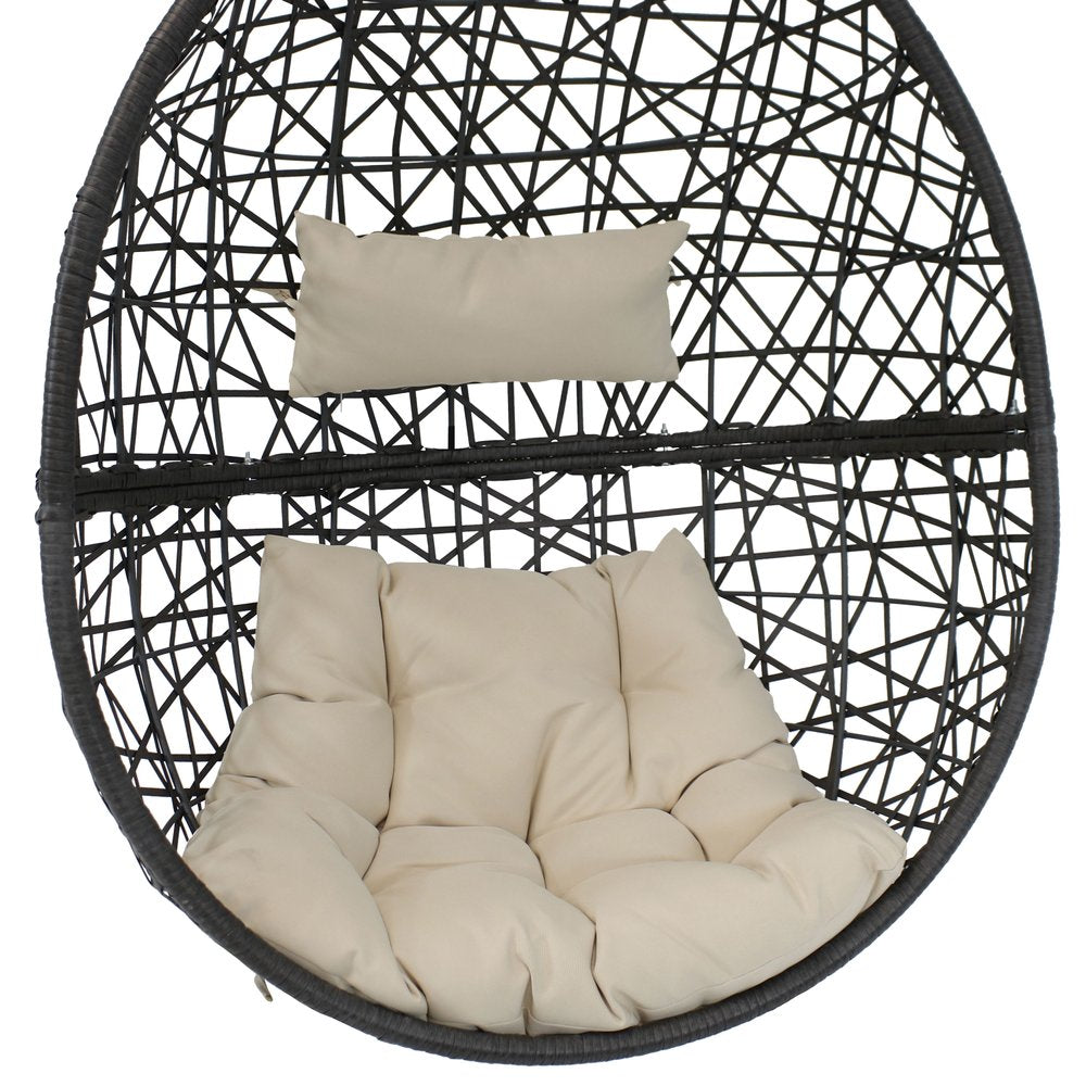 Beige Steel Outdoor Egg Chair - 38-inch