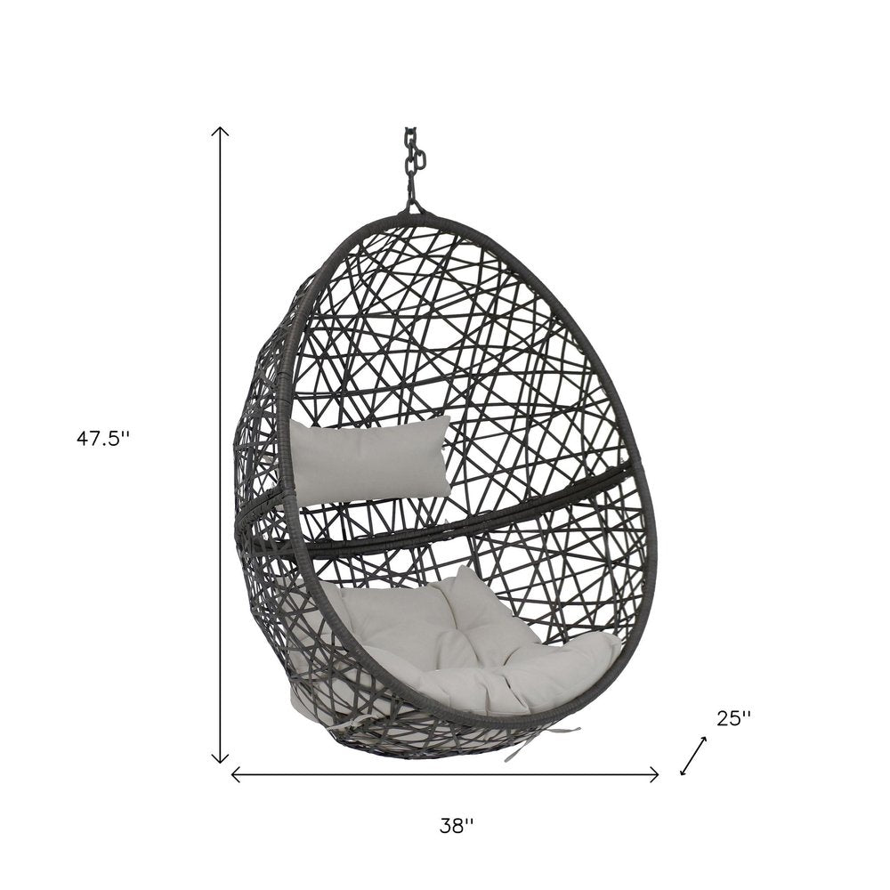 Gray Steel Outdoor Egg Chair - 38-inch