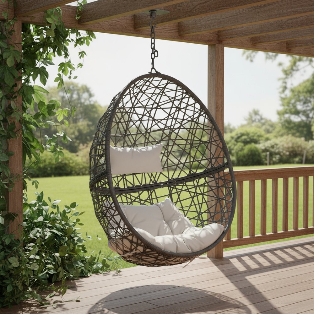 Gray Steel Outdoor Egg Chair - 38-inch