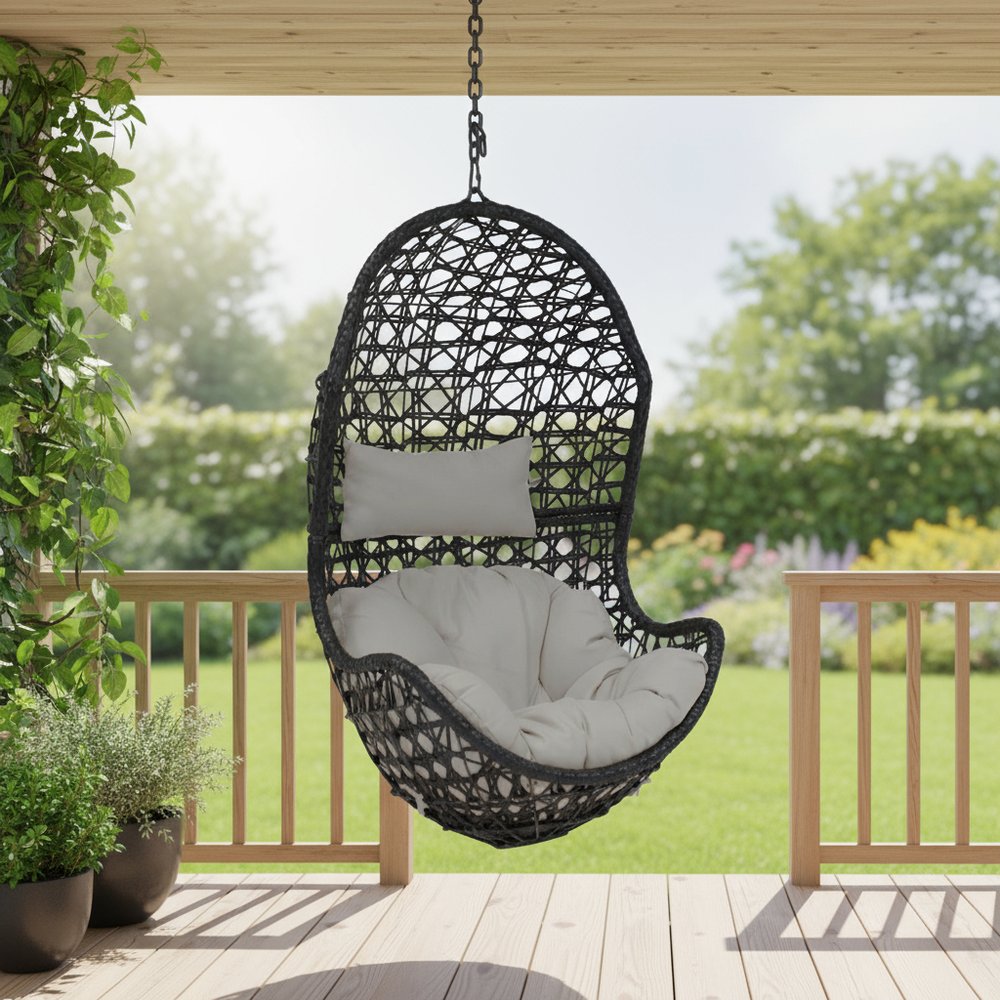 Gray Steel Outdoor Egg Chair - 32-inch