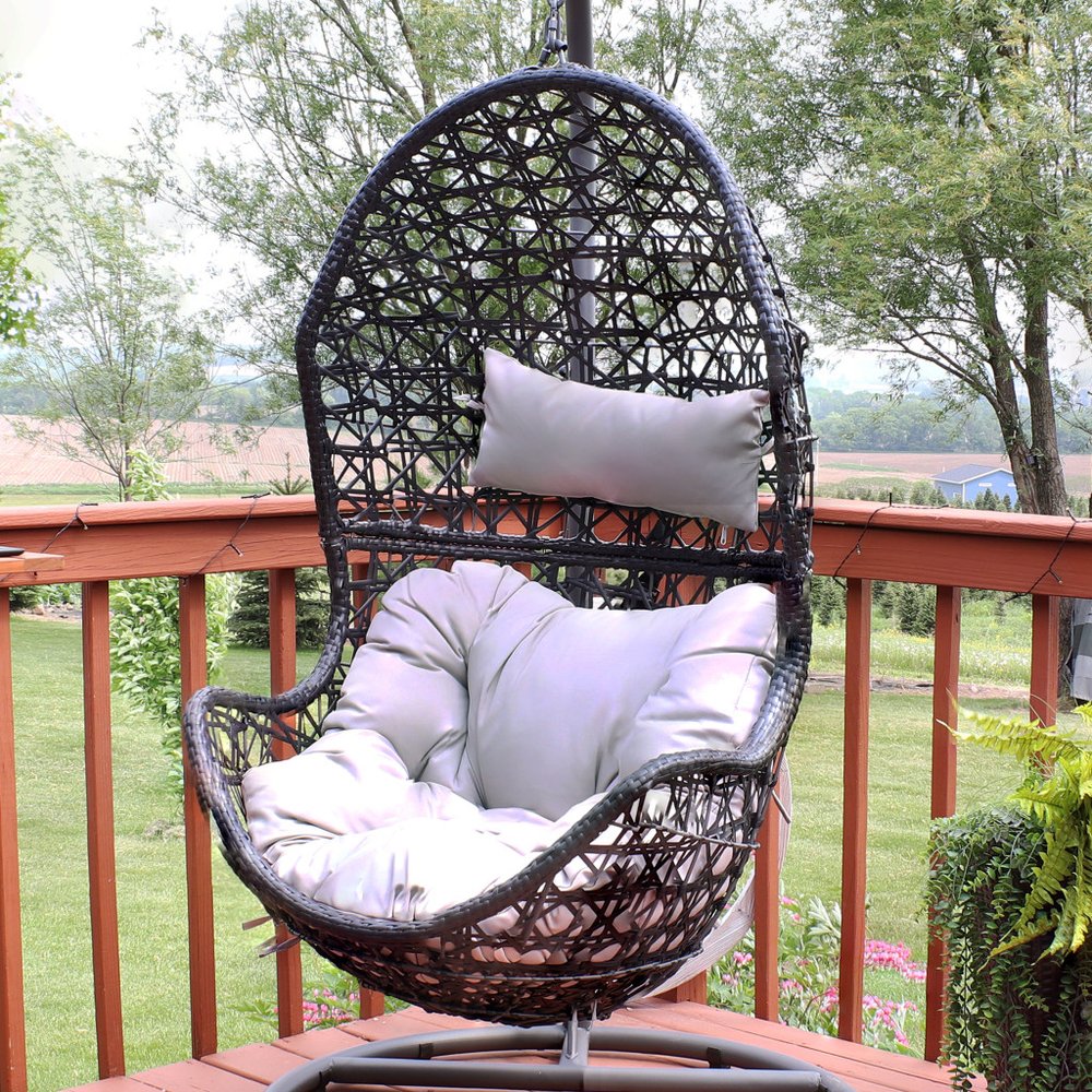 Gray Steel Outdoor Egg Chair - 32-inch