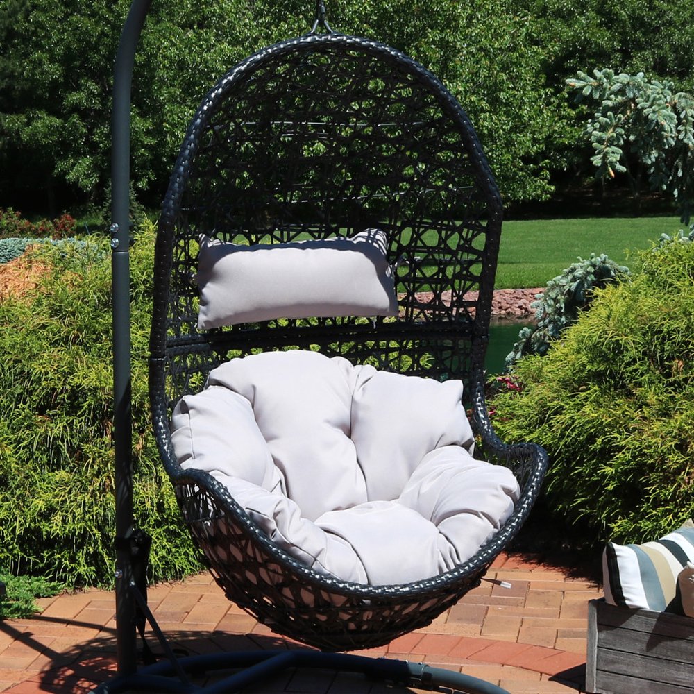 Gray Steel Outdoor Egg Chair - 32-inch