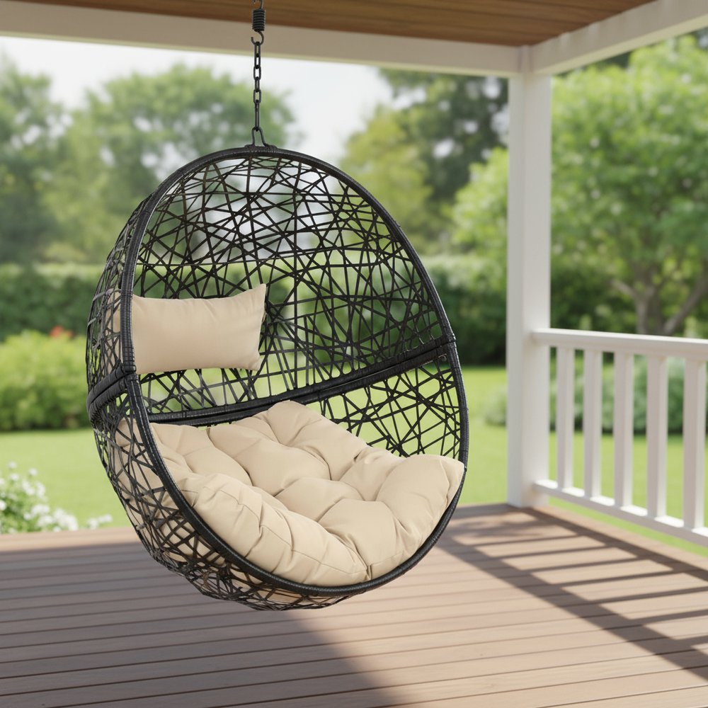 Yellow Steel Outdoor Egg Chair - 38-inch