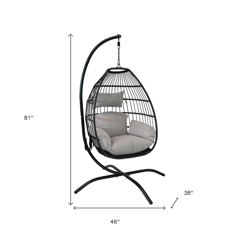 Gray Steel Outdoor Egg Chair - 46-inch