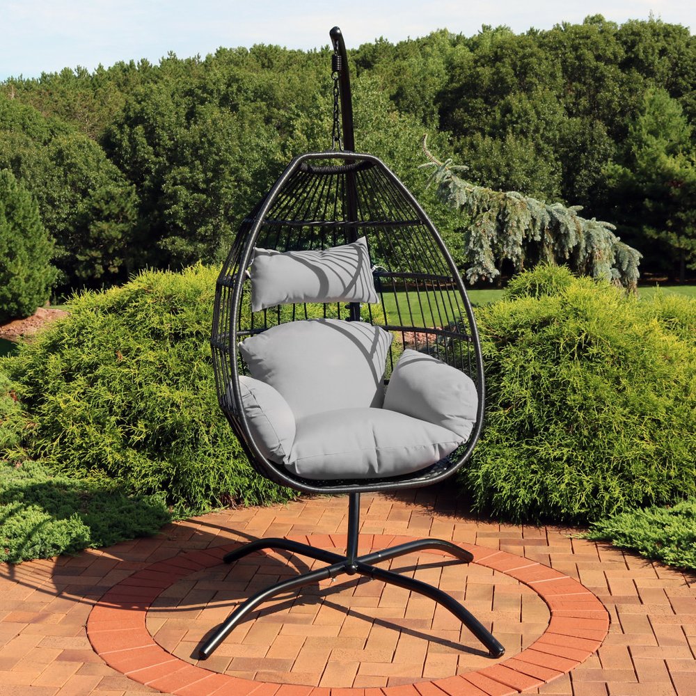 Gray Steel Outdoor Egg Chair - 46-inch