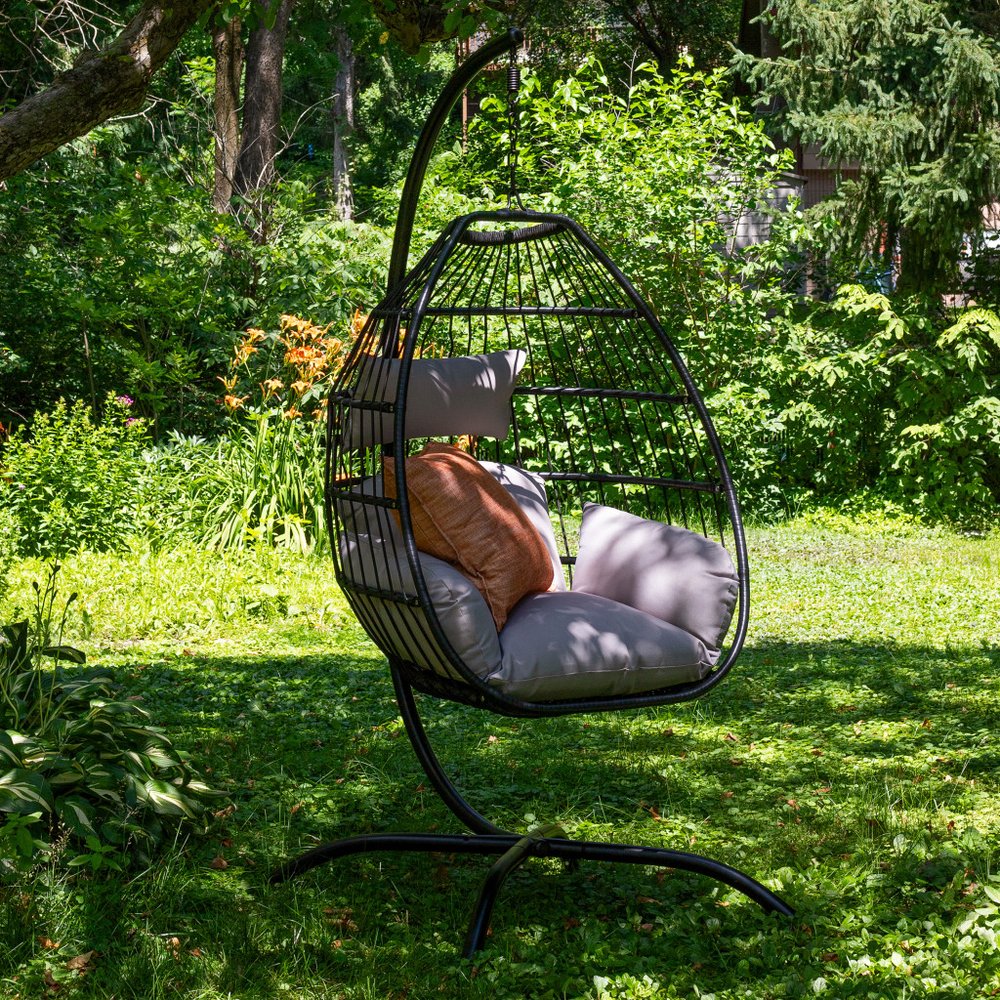 Gray Steel Outdoor Egg Chair - 46-inch