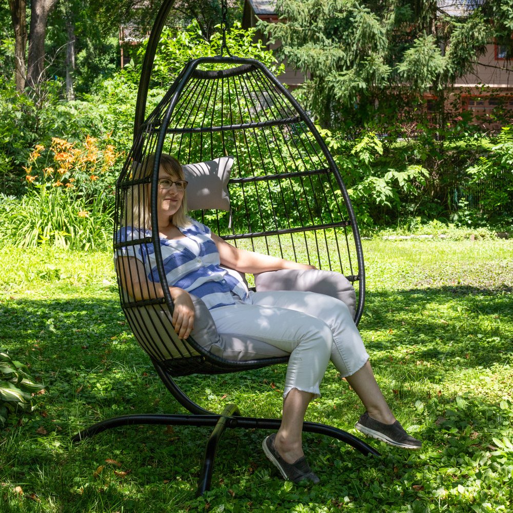 Gray Steel Outdoor Egg Chair - 46-inch