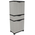 Black and Gray Plastic Accent Cabinet with Four Doors and One Drawer - 23-inch