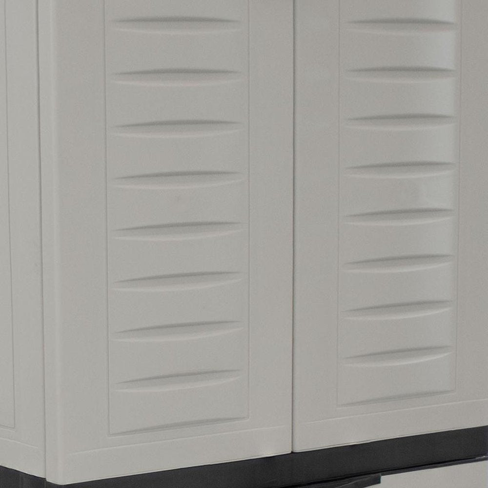 Black and Gray Plastic Accent Cabinet with Four Doors and One Drawer - 23-inch