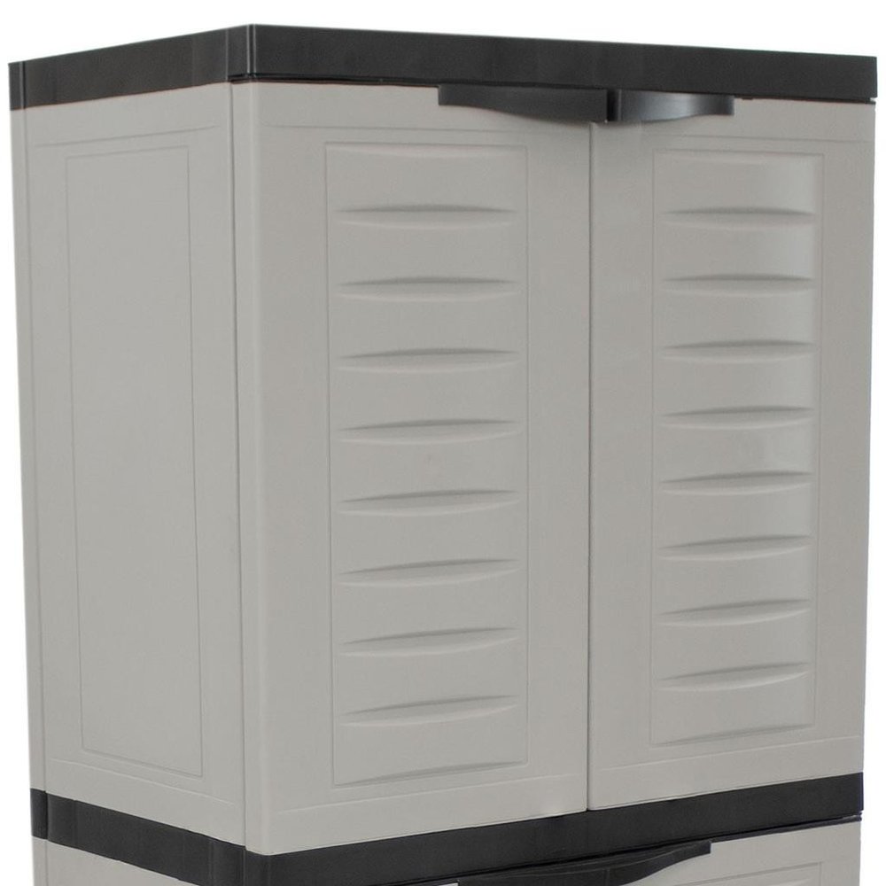Black and Gray Plastic Accent Cabinet with Four Doors and One Drawer - 23-inch