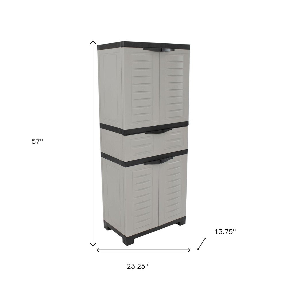Black and Gray Plastic Accent Cabinet with Four Doors and One Drawer - 23-inch