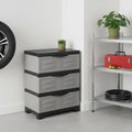 Gray and Black Plastic Accent Cabinet with Three Drawers - 23-inch