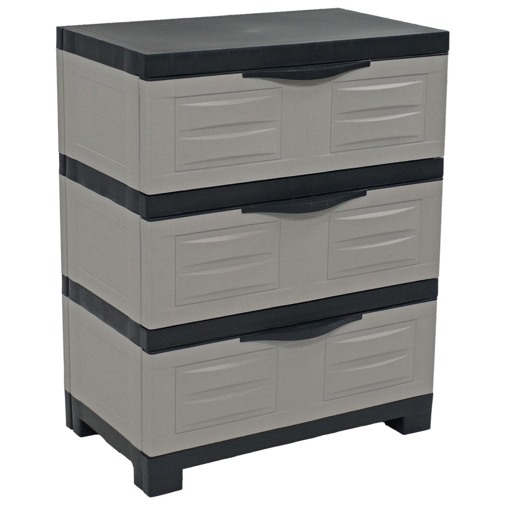 Gray and Black Plastic Accent Cabinet with Three Drawers - 23-inch