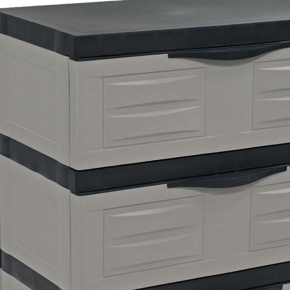 Gray and Black Plastic Accent Cabinet with Three Drawers - 23-inch