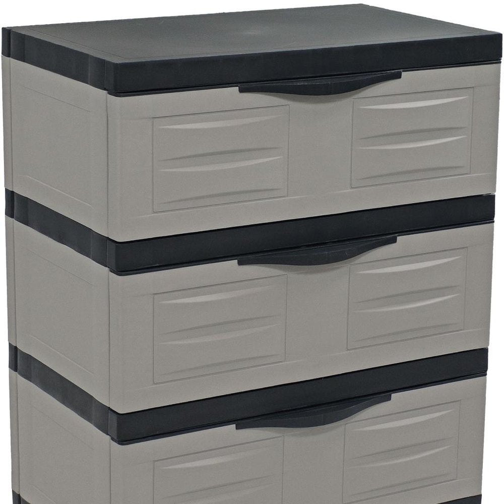 Gray and Black Plastic Accent Cabinet with Three Drawers - 23-inch