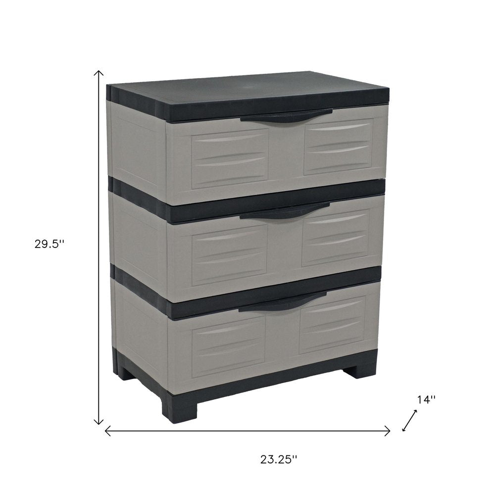 Gray and Black Plastic Accent Cabinet with Three Drawers - 23-inch