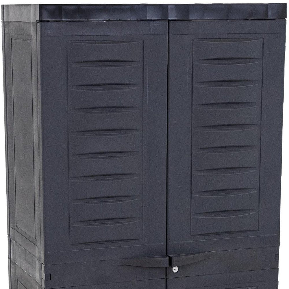 Charcoal Plastic Accent Cabinet with Two Doors - 24-inch
