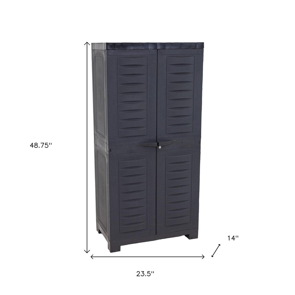 Charcoal Plastic Accent Cabinet with Two Doors - 24-inch