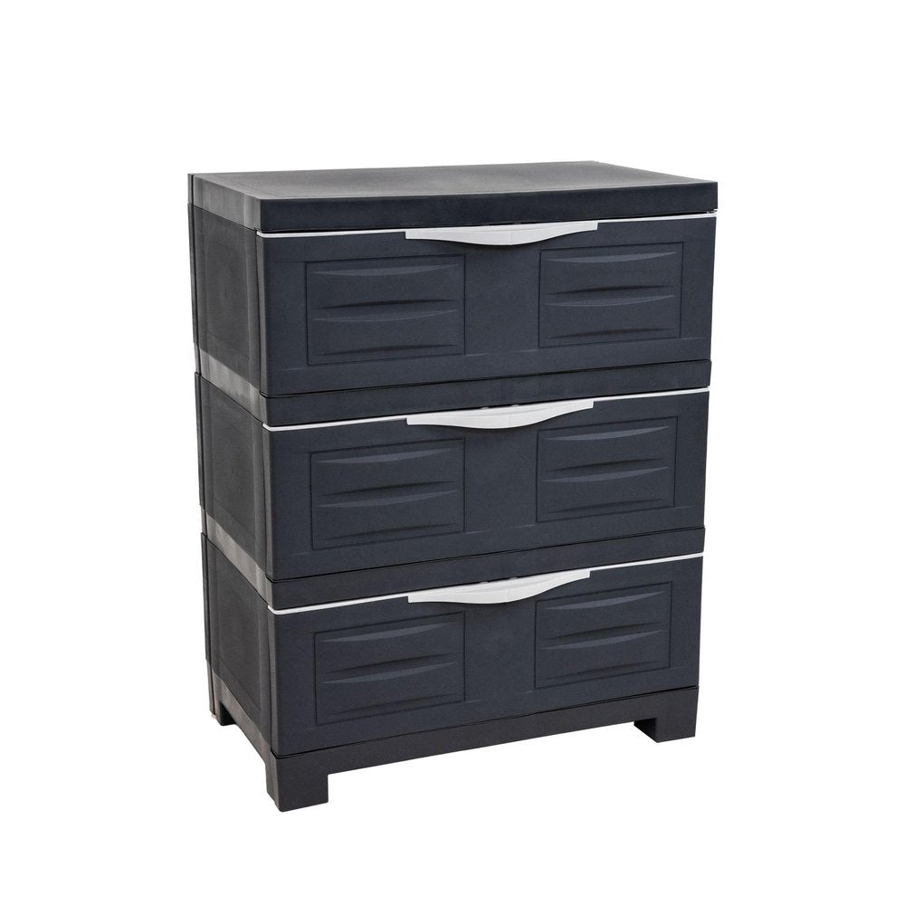 Charcoal Heavy Duty Plastic Cabinet with Three Drawers - 23-inch