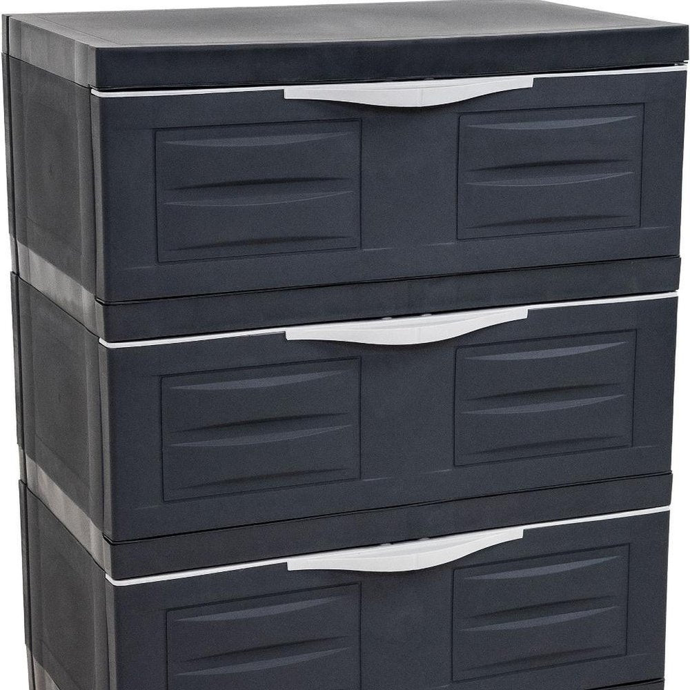 Charcoal Heavy Duty Plastic Cabinet with Three Drawers - 23-inch