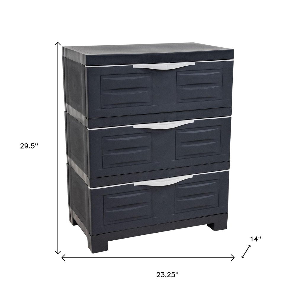 Charcoal Heavy Duty Plastic Cabinet with Three Drawers - 23-inch