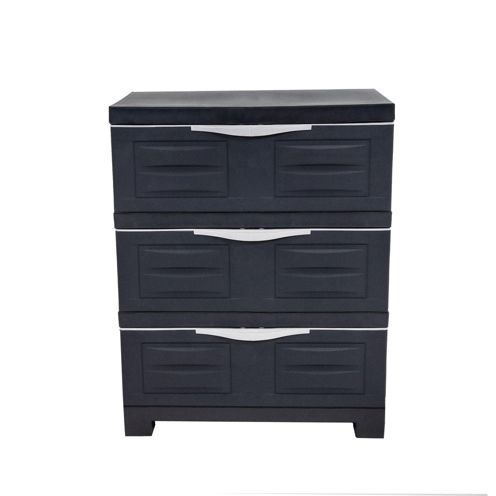 Charcoal Heavy Duty Plastic Cabinet with Three Drawers - 23-inch
