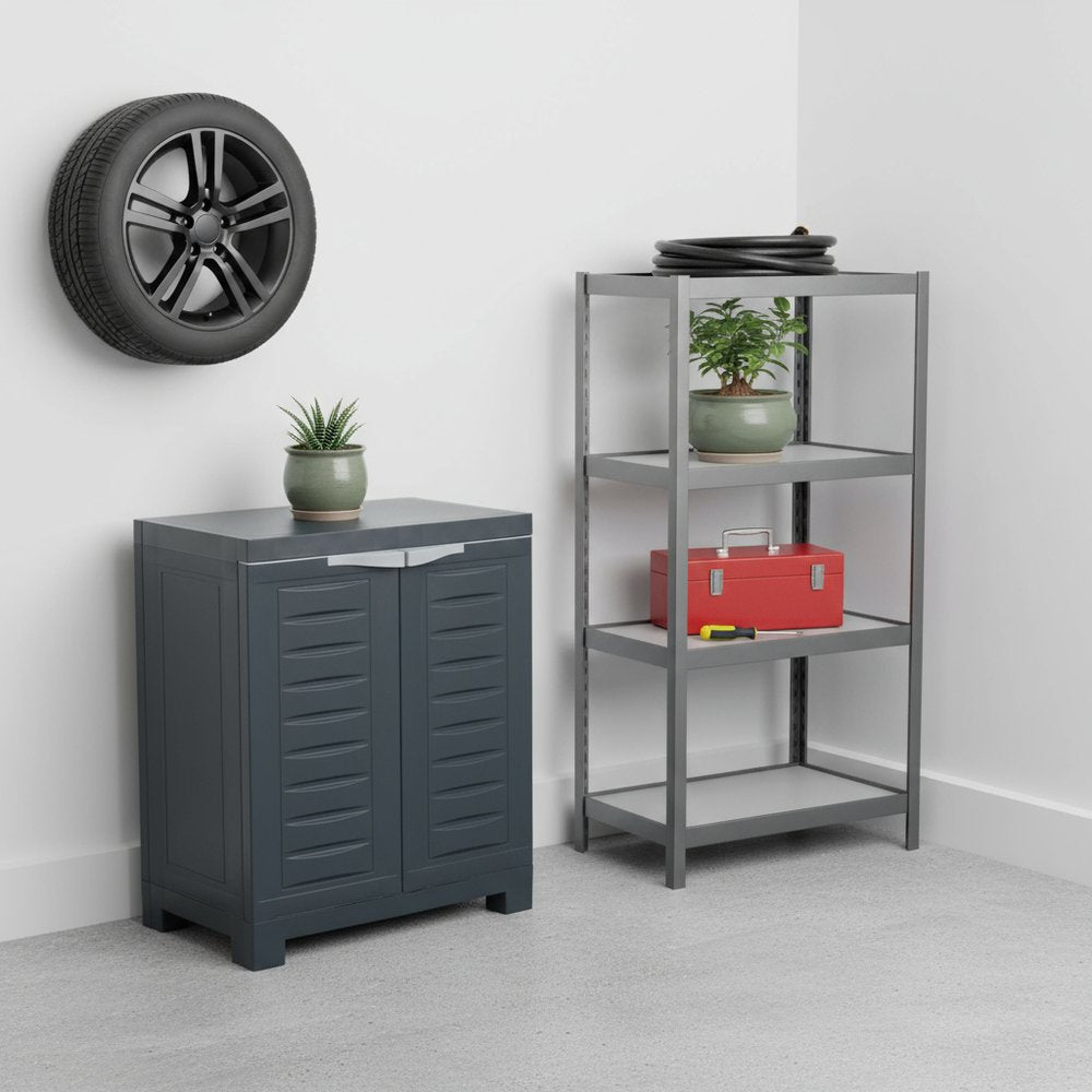 Charcoal Plastic Accent Cabinet with Two Doors - 23-inch