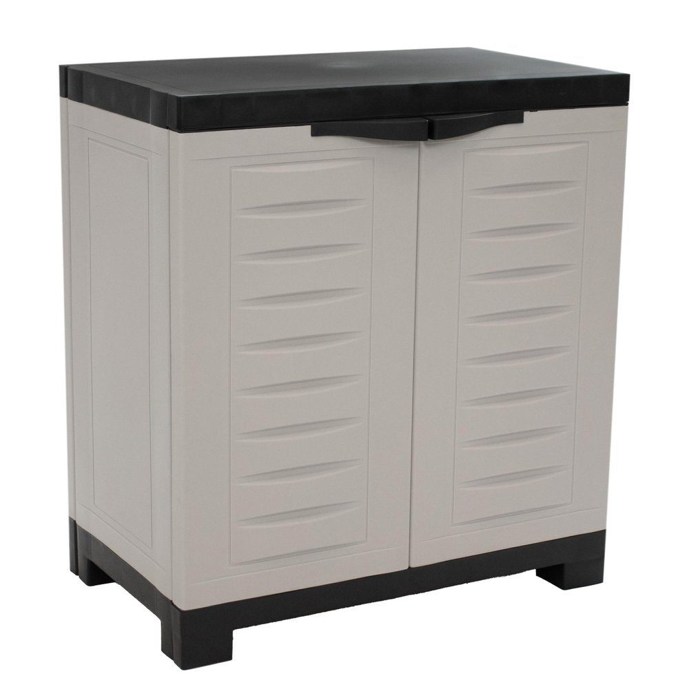 Black and Gray Plastic Accent Cabinet with Two Doors - 23-inch