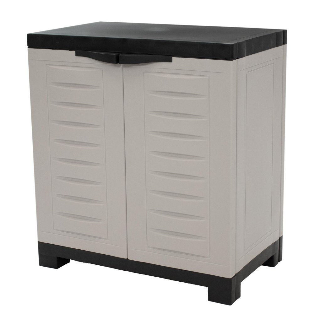 Black and Gray Plastic Accent Cabinet with Two Doors - 23-inch