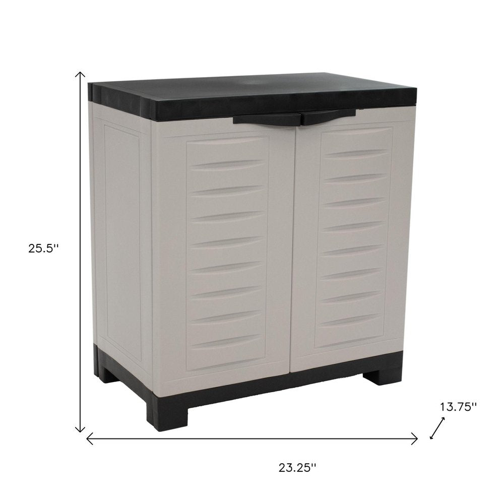 Black and Gray Plastic Accent Cabinet with Two Doors - 23-inch
