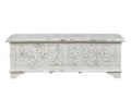 White Rustic Solid Wood Geometric Storage Ottoman - 52-inch