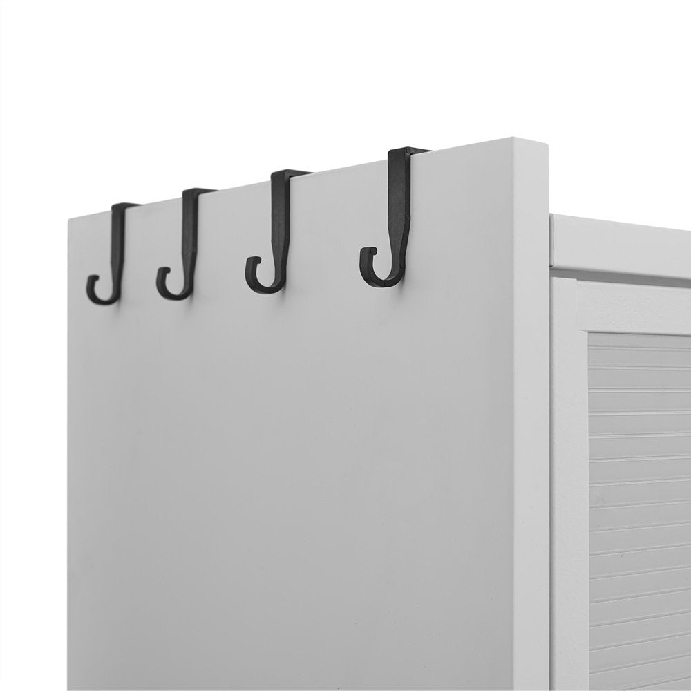 White Stainless Steel Textured Door Dining Hutch with Two Doors - 73-inch