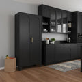Black Stainless Steel Pantry or Storage Closet with Arched Panel Doors - 71-inch