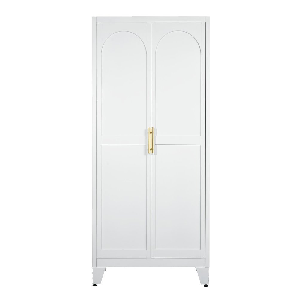 White Steel Pantry or Storage Closet with Arched Panel Doors - 71-inch