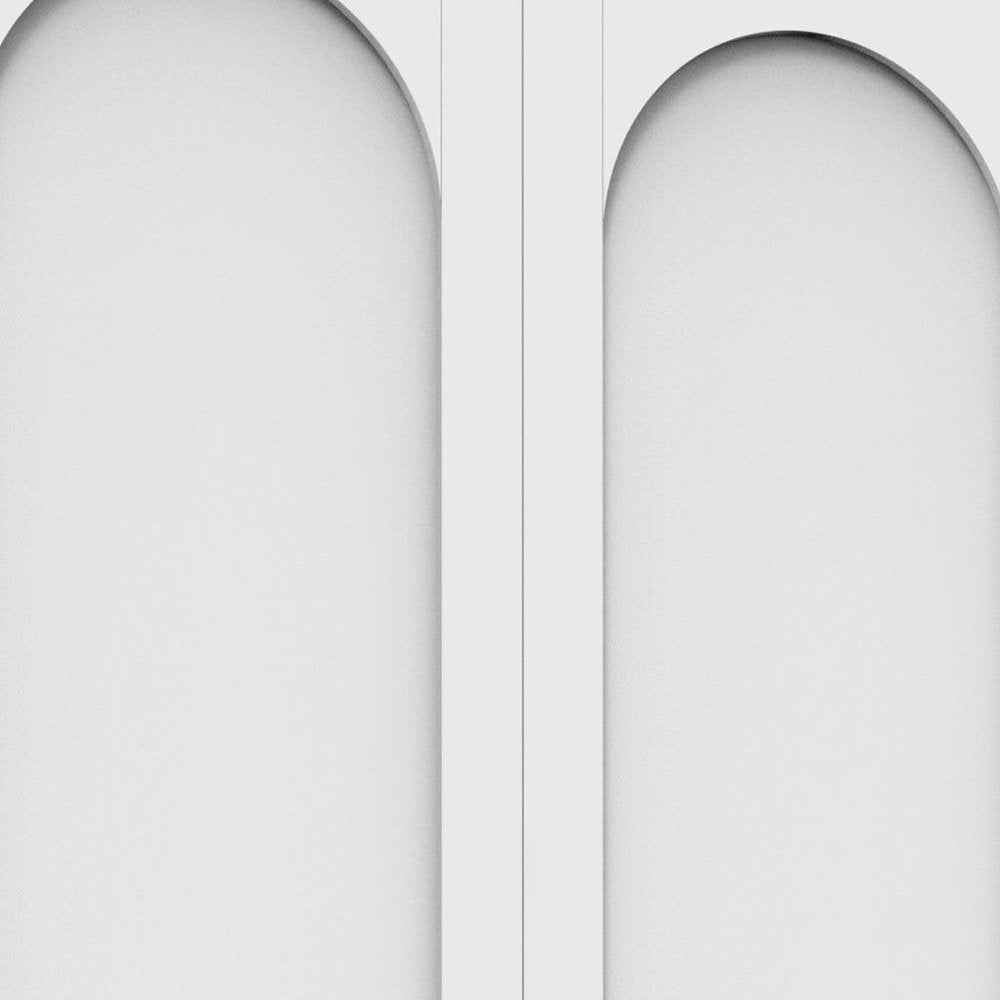 White Stainless Steel Pantry or Storage Closet with Arched Panel Doors - 61-inch