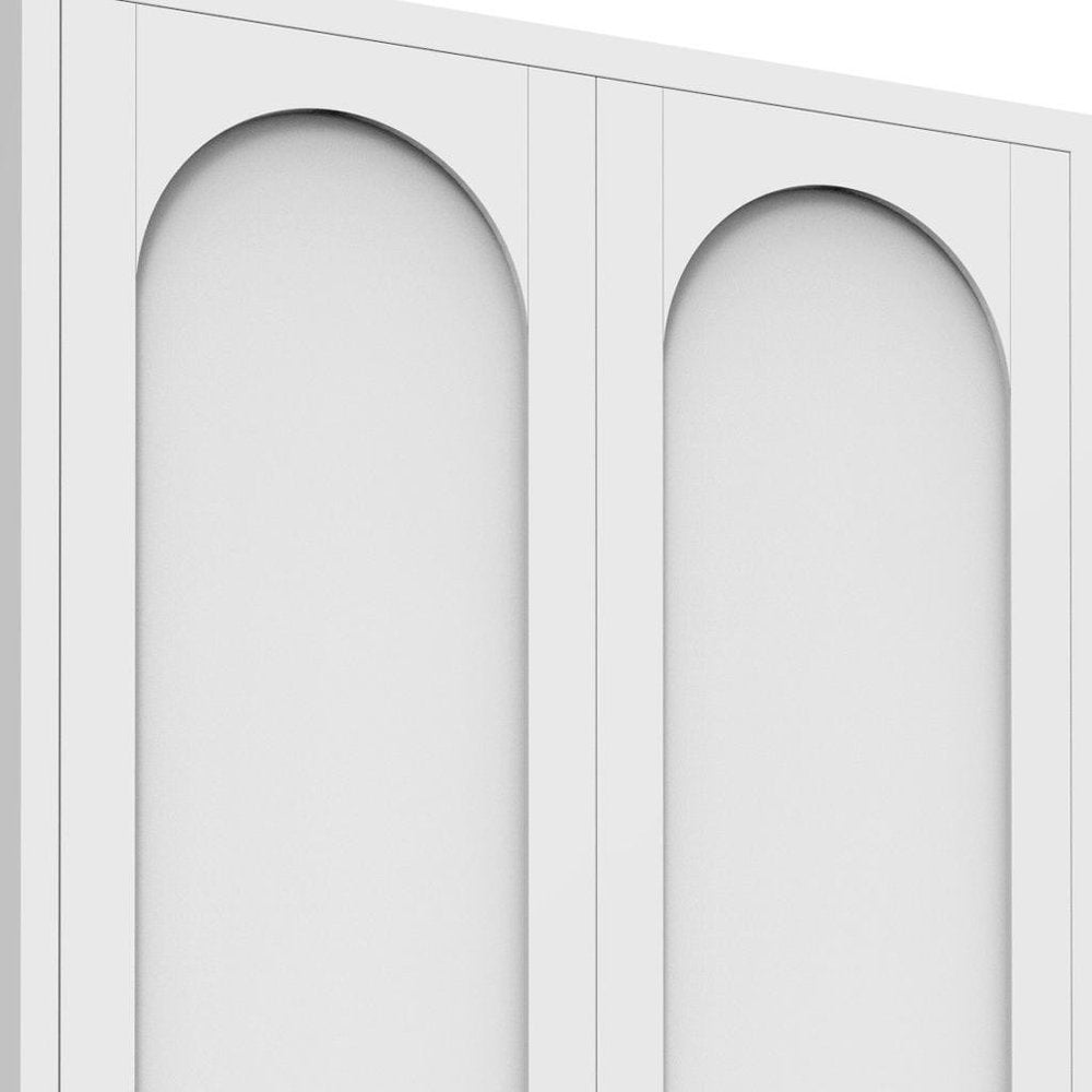 White Stainless Steel Pantry or Storage Closet with Arched Panel Doors - 61-inch
