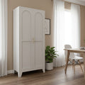 White Stainless Steel Pantry or Storage Closet with Arched Panel Doors - 61-inch