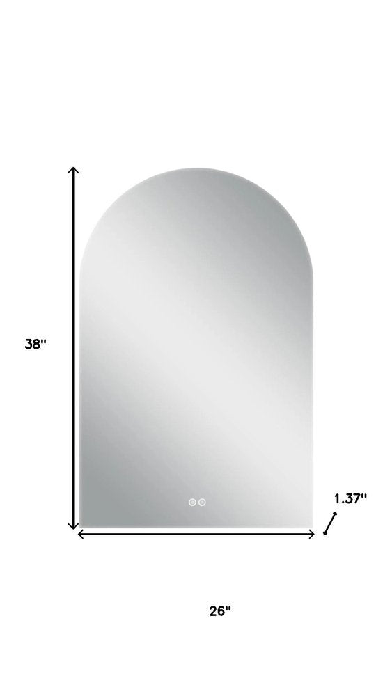 White Arch Lighted Frameless Bathroom Vanity Mirror - 38-inch