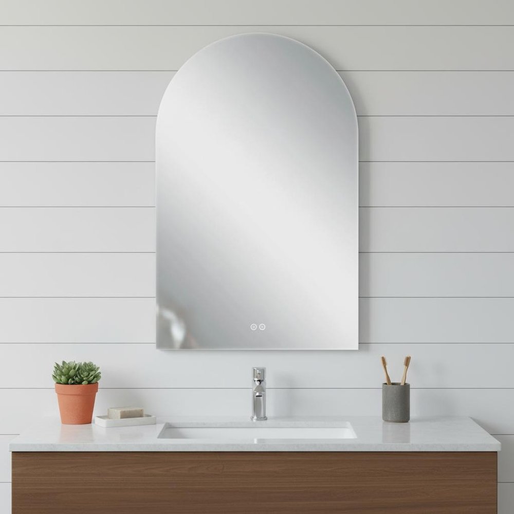 White Arch Lighted Frameless Bathroom Vanity Mirror - 38-inch