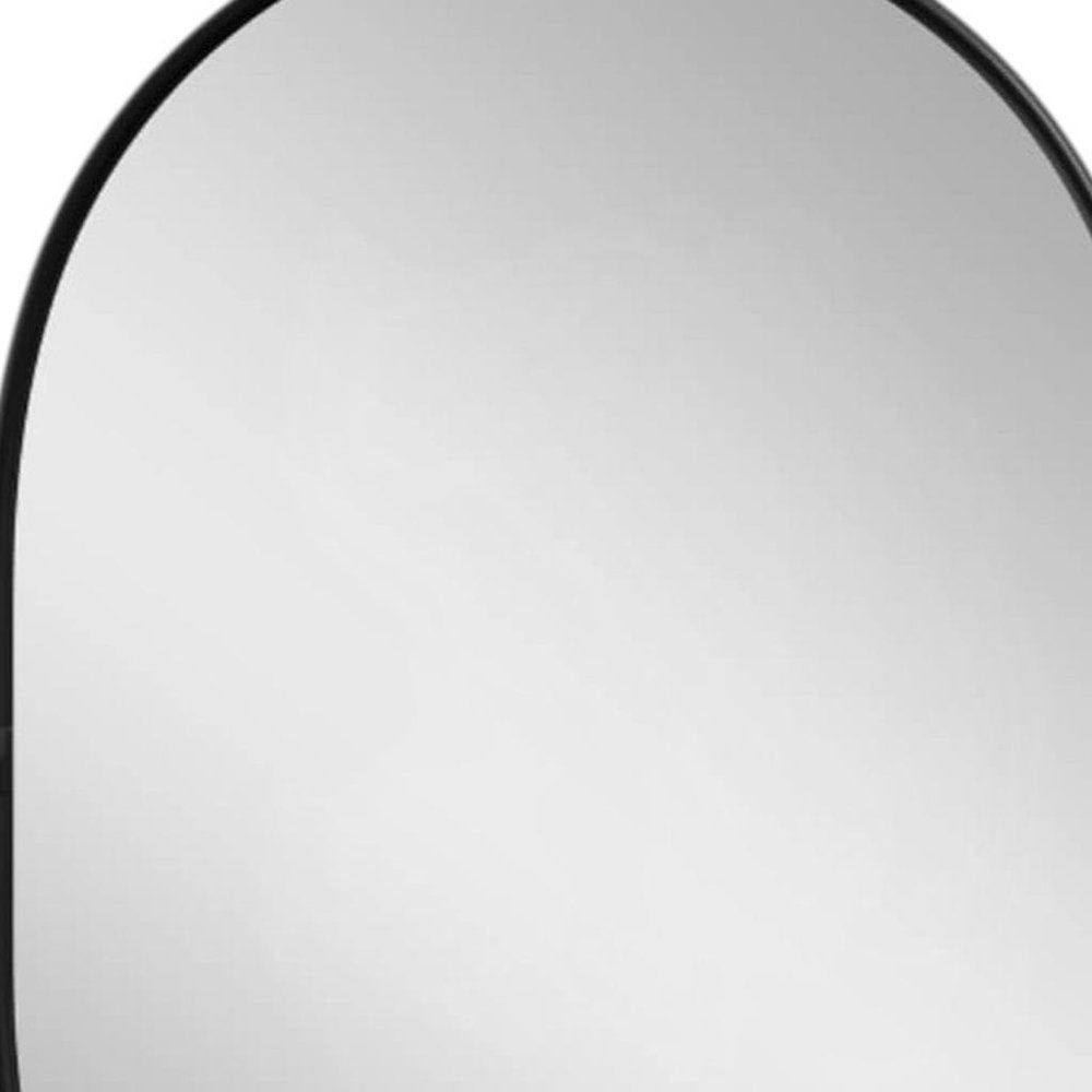Black Aluminum Oval Adjustable Tilting Framed Accent Mirror - 32-inch