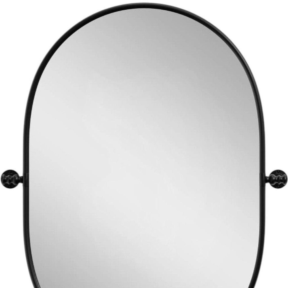 Black Aluminum Oval Adjustable Tilting Framed Accent Mirror - 32-inch