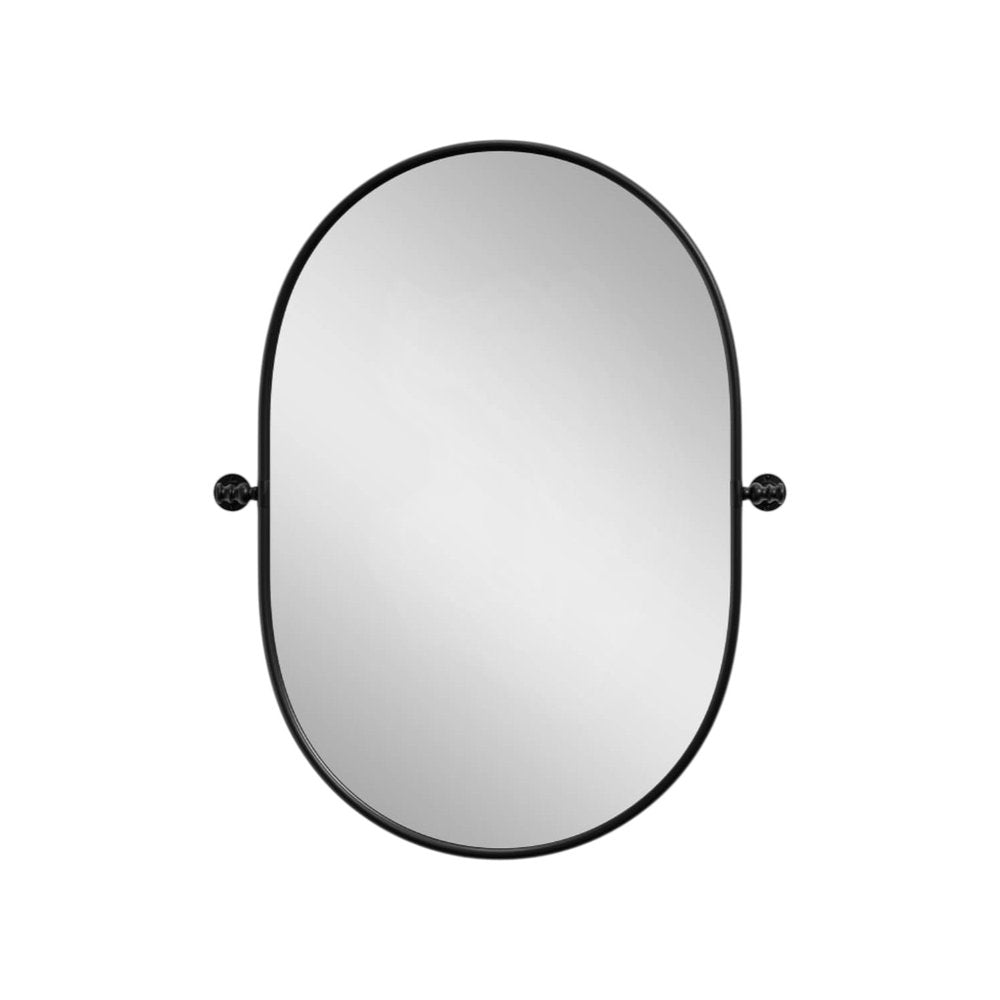 Black Aluminum Oval Adjustable Tilting Framed Accent Mirror - 32-inch